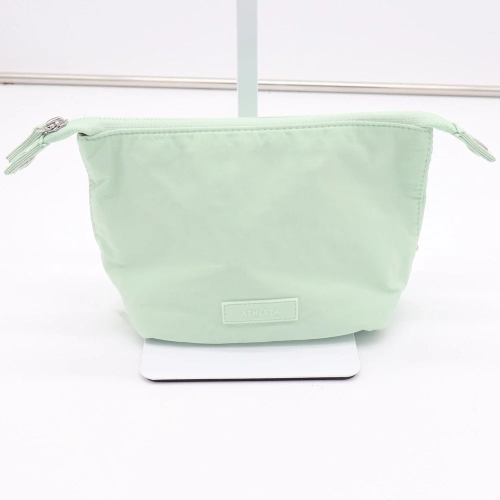 Athleta Cosmetic Bag Women OS Power of She Mint Green Zip Pouch Excellent